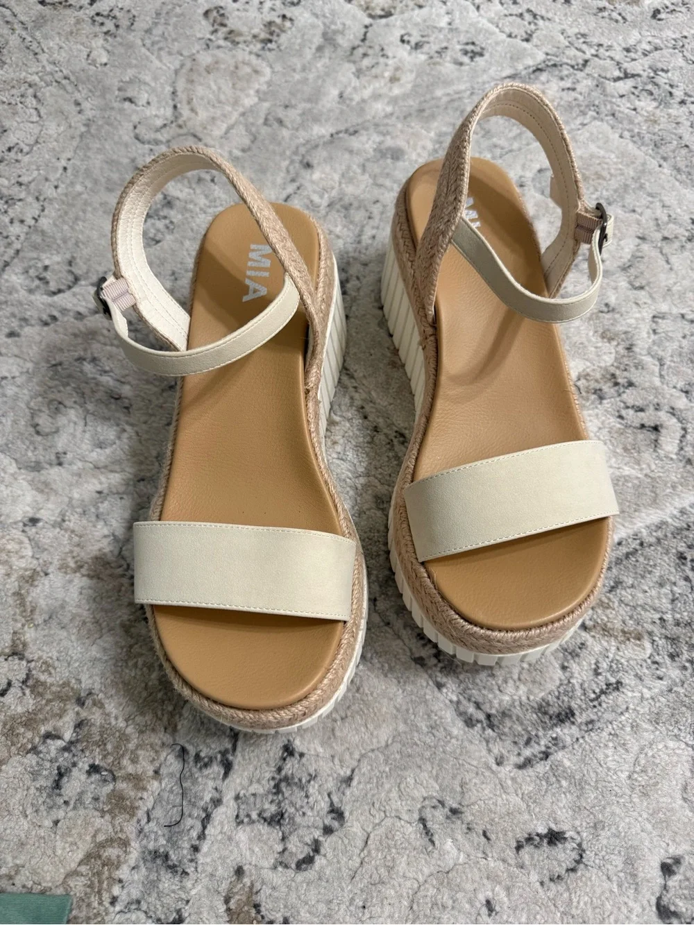 MIA Women’s Cream Espadrille Platform Sandals Size 8